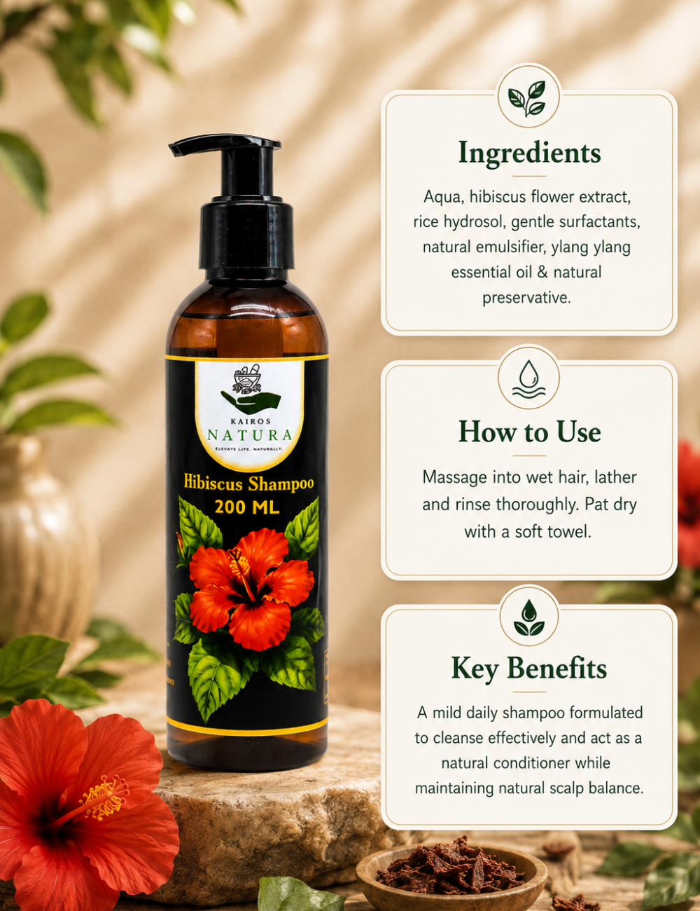 Kairos Natura Hibiscus Shampoo – 200 ML