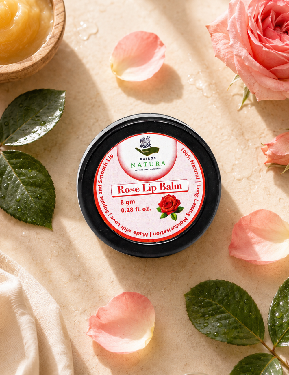 Kairos Natura Rose Lip Balm – 8 Gram