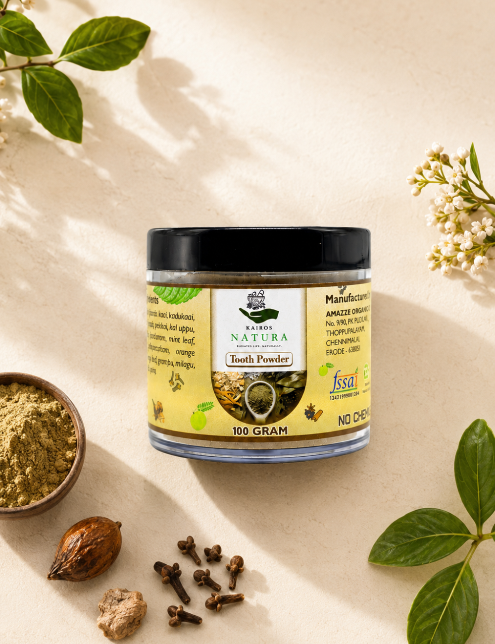 Kairos Natura Herbal Tooth Powder – 100 Gram