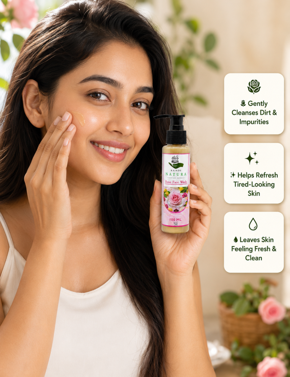 Kairos Natura Rose Face Wash – 100 ML